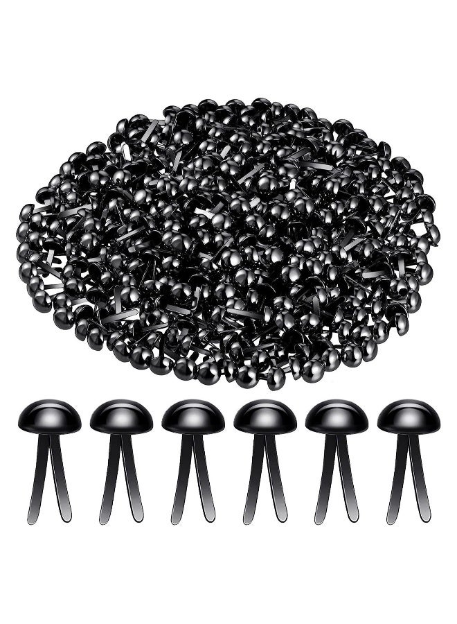 Paper Fasteners Brads 500 Pieces Round Fasteners for Art Crafting School Project, Decorative, Paper Craft, Scrapbooking, DIY Supplies, Mini Brads Fasteners, 8 x 15 mm - Black
