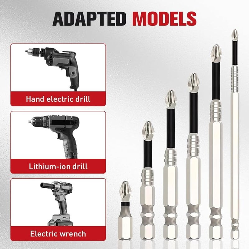 9 قطعة مجموعة براغي الحفر المغناطيسية عالية القوة متينة مقاومة للانزلاق 25-150 مم - Image 5