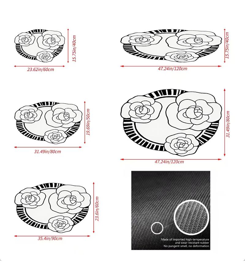 1pc Absorbent Quick Drying Non Slip Round Special Shaped Floral Element 2D Diatom Mud Floor Mat Easy To Clean Bathroom Entrance Hall Under The Sink 80 X 120 Cm - Image 4