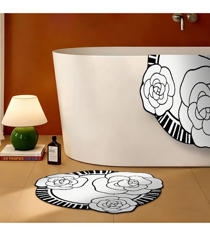 1pc Absorbent Quick Drying Non Slip Round Special Shaped Floral Element 2D Diatom Mud Floor Mat Easy To Clean Bathroom Entrance Hall Under The Sink 80 X 120 Cm - Image 5