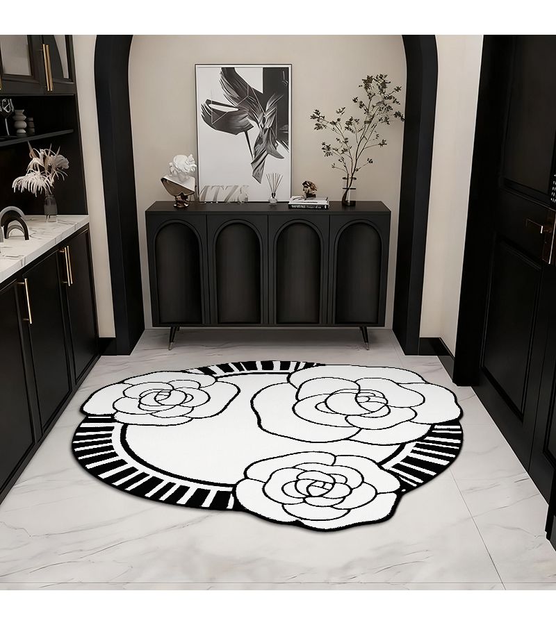 1pc Absorbent Quick Drying Non Slip Round Special Shaped Floral Element 2D Diatom Mud Floor Mat Easy To Clean Bathroom Entrance Hall Under The Sink 80 X 120 Cm - Image 3