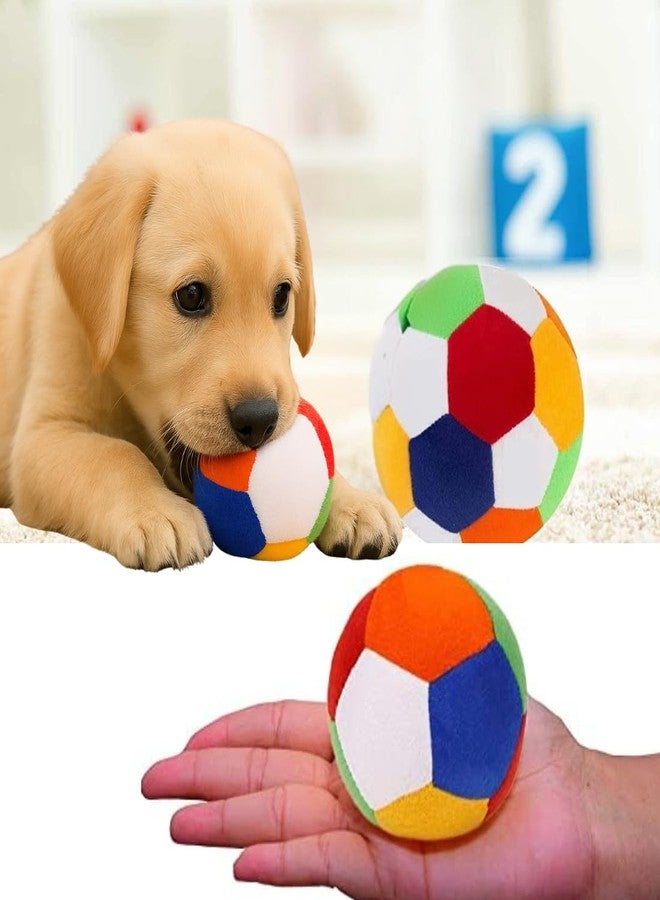 PET FUN كرة محشوة ناعمة متعددة الألوان من بيت فن مع صوت خشخشة للكلاب والجراء والقطط | لعبة مخملية ناعمة للحيوانات الأليفة (صغيرة) | كرة للتمرين والتدريب (مجموعة من قطعة واحدة) - Image 5