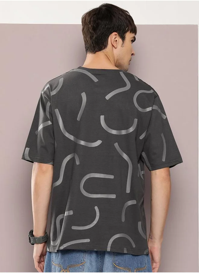 Dillinger Curves Graphic Print Oversized T-Shirt by Styli