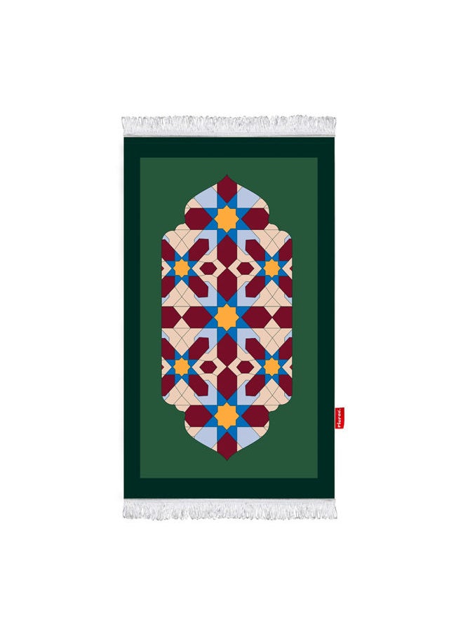 ريكراك سجاده صلاة مبطنه فايبر مطبوعه- فسيفساء خضراء  - Image 1
