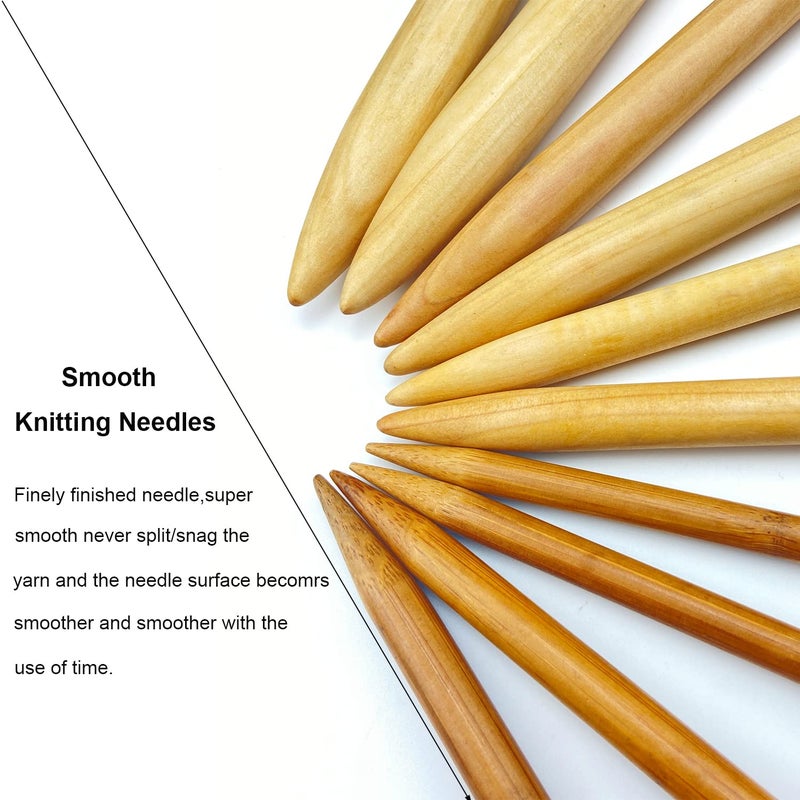 Weabetfu Bamboo Knitting Needle Straight Single Pointed 10-inch Length Knitting Needles for Handmade DIY Knitting,US Size 11(8mm) - Image 1