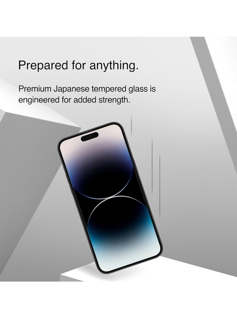 Privacy Tempered Glass iPhone 14 Pro Max screen protector, Treated Surface with Anti-Fingerprint Coating, Anti-Spy and Bubble Free Application, Included Easy Align Tray, iPhone case compatible