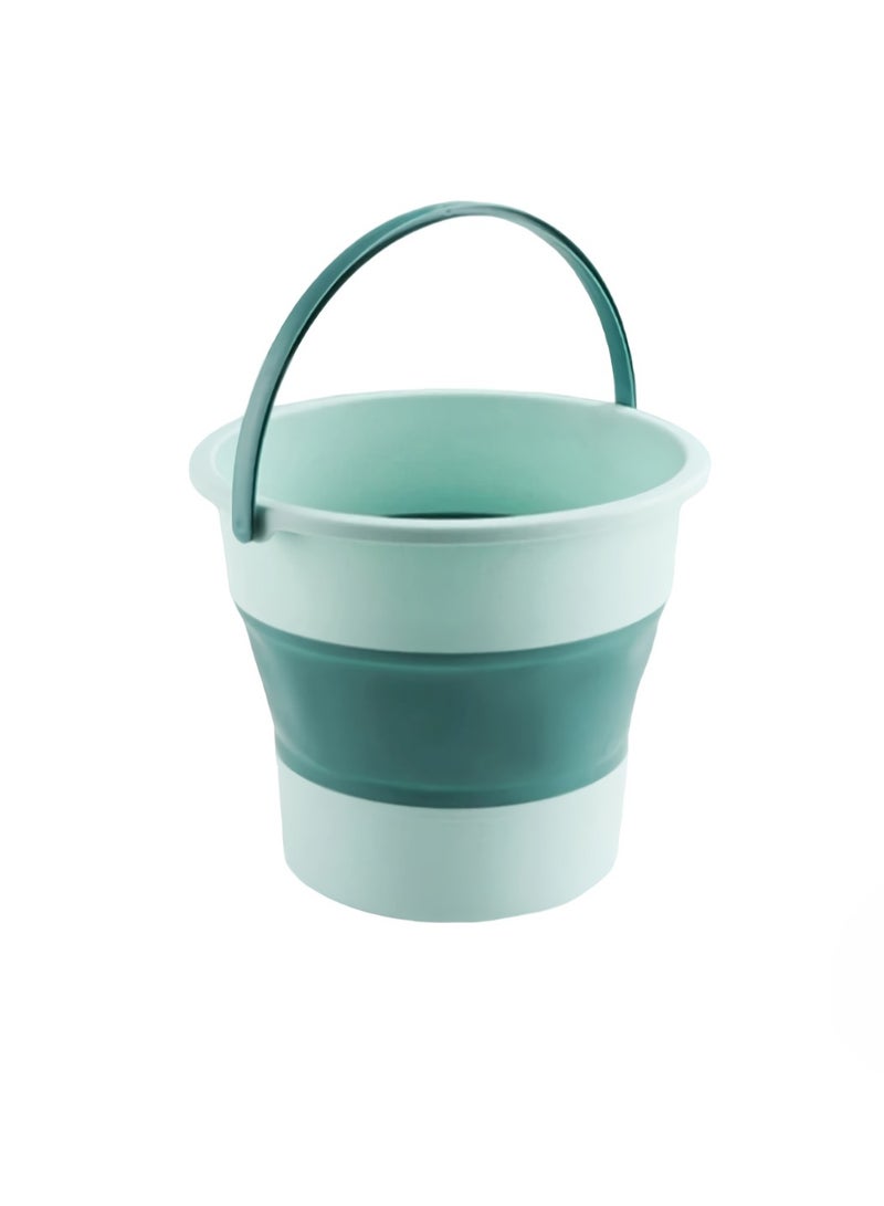 AROAQ دلو قابل للطي، دلو صغير محمول من السيليكون، حاوية مياه لغسيل السيارات في الهواء الطلق، دلو مصغر خفيف الوزن ومتين للاستخدام المنزلي والتخييم وصيد السمك، (1 قطعة، أخضر 5 لتر) - Image 1