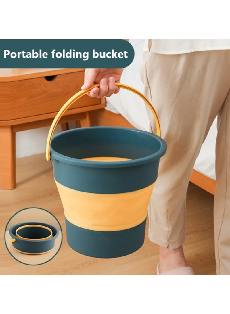 AROAQ دلو قابل للطي، دلو صغير محمول من السيليكون، حاوية مياه لغسيل السيارات في الهواء الطلق، دلو مصغر خفيف الوزن ومتين للاستخدام المنزلي والتخييم وصيد السمك، (1 قطعة، أخضر 5 لتر) - Image 2