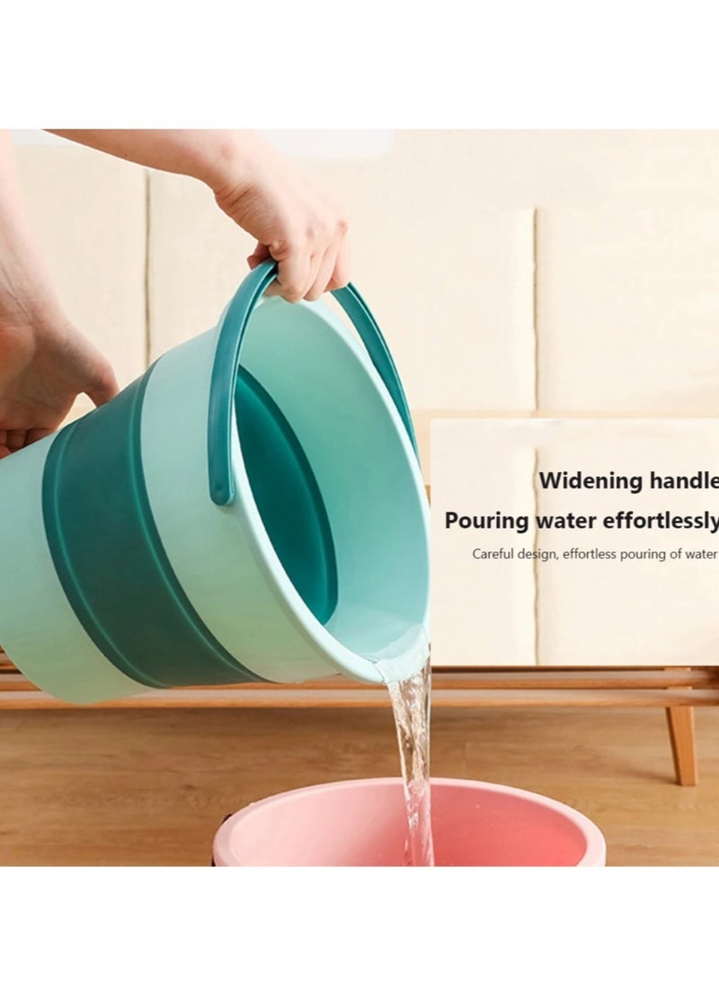 AROAQ دلو قابل للطي، دلو صغير محمول من السيليكون، حاوية مياه لغسيل السيارات في الهواء الطلق، دلو مصغر خفيف الوزن ومتين للاستخدام المنزلي والتخييم وصيد السمك، (1 قطعة، أخضر 5 لتر) - Image 5