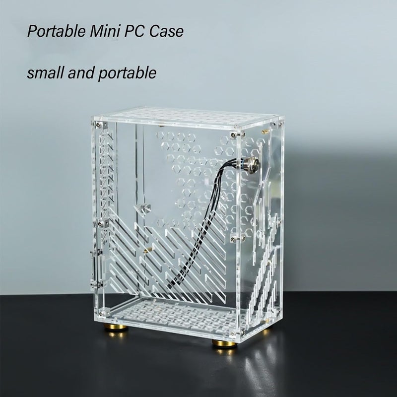 Tyenaza Mini ITX Case, 4.3L Clear Acrylic Panel 360 Degree Cooling Cushioning Foot Pads Mini PC Case for Flex 1U Power 2.5in SSD (Clear) - Image 4