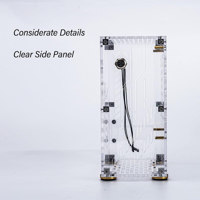 Tyenaza Mini ITX Case, 4.3L Clear Acrylic Panel 360 Degree Cooling Cushioning Foot Pads Mini PC Case for Flex 1U Power 2.5in SSD (Clear) - Image 3