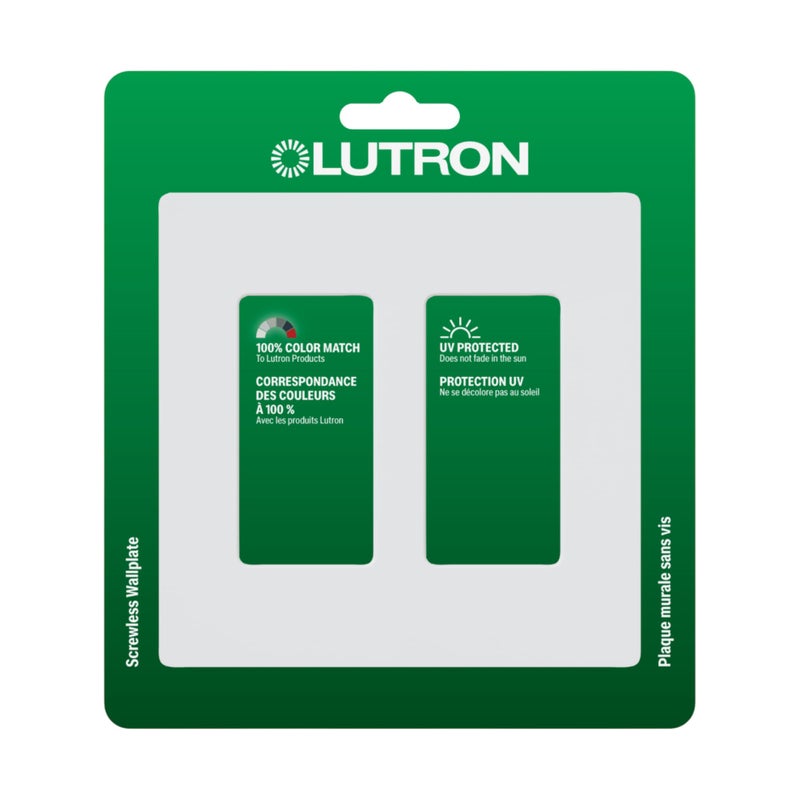 LUTRON لوحة غطاء مفتاح الضوء لوتрон كلارو، لوحة حائط 2 مجموعة، لمفاتيح الضوء الزخرفية، غطاء مفتاح الضوء المتأرجح، غطاء مخرج، غطاء لوحة مفتاح بدون براغي، لامع، CW-2-WH، أبيض - Image 1