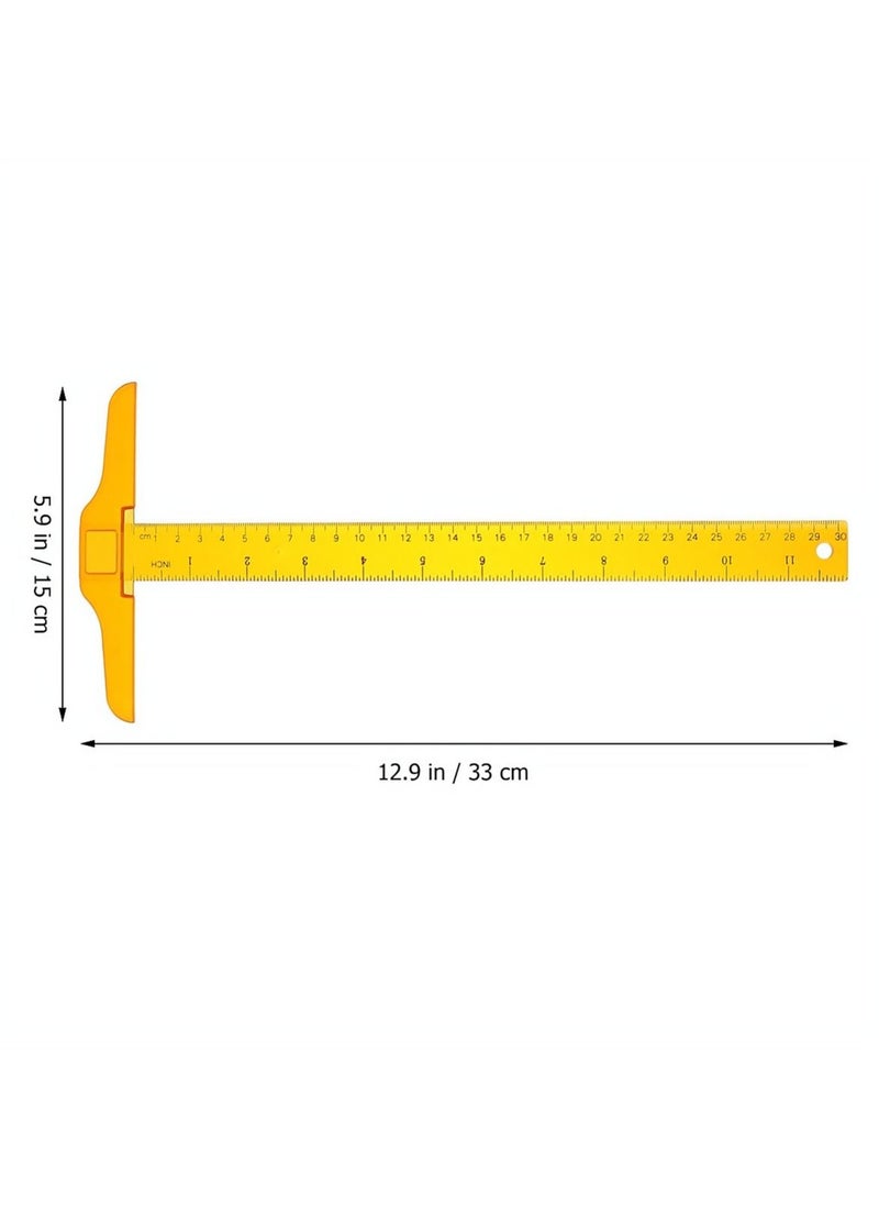 Generic - Plastic Transparent Ruler, 2Pcs T Square Ruler for Drafting Tools and General Layout Work Architect Architectural Triangle Tee 30CM - Image 1