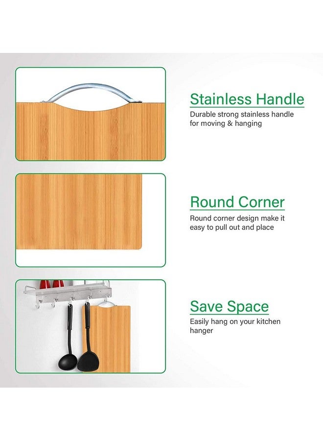 AB SALES Bamboo Wood Thick Cutting Board for Kitchen with a Stainless Steel Handle-Heavy Duty Stain Resistant Non Slip Waterproof Chopping Board - Durable Smooth Chopping, 30X20X1.8 cm - Image 2