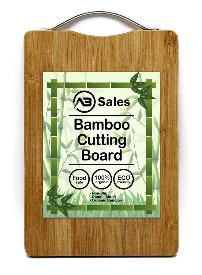 AB SALES Bamboo Wood Thick Cutting Board for Kitchen with a Stainless Steel Handle-Heavy Duty Stain Resistant Non Slip Waterproof Chopping Board - Durable Smooth Chopping, 30X20X1.8 cm - Image 1