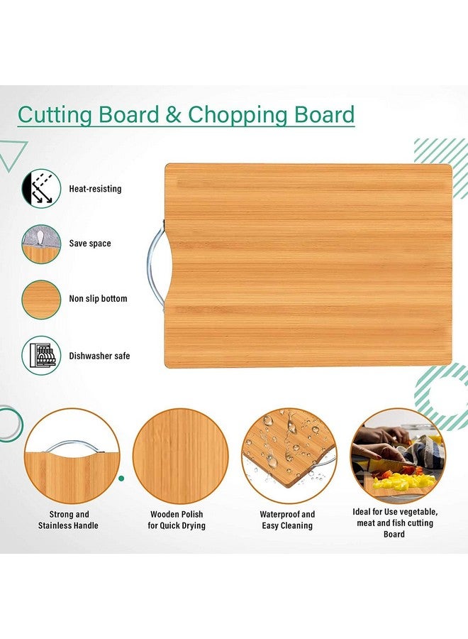 AB SALES Bamboo Wood Thick Cutting Board for Kitchen with a Stainless Steel Handle-Heavy Duty Stain Resistant Non Slip Waterproof Chopping Board - Durable Smooth Chopping, 30X20X1.8 cm - Image 4