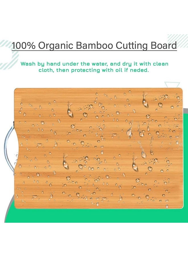 AB SALES Bamboo Wood Thick Cutting Board for Kitchen with a Stainless Steel Handle-Heavy Duty Stain Resistant Non Slip Waterproof Chopping Board - Durable Smooth Chopping, 30X20X1.8 cm - Image 3