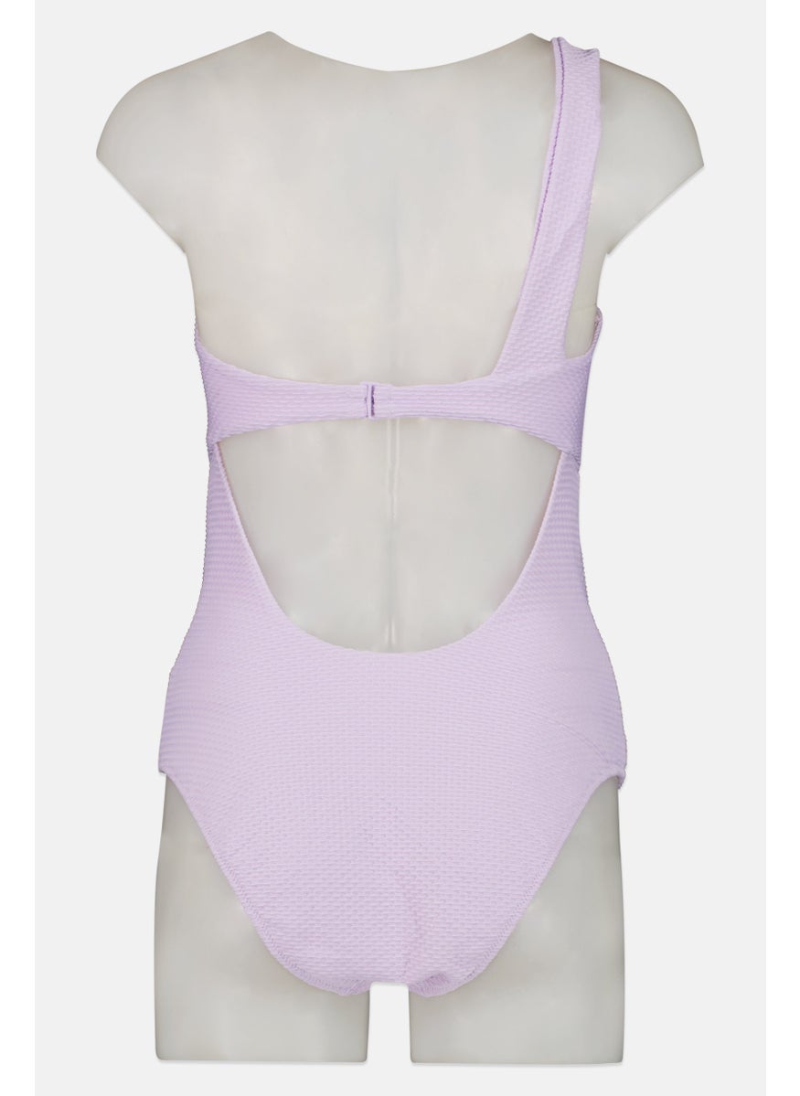 Aerie Women Padded Sleeveless Textured One Piece Swimwear, Lavender  - Image 2