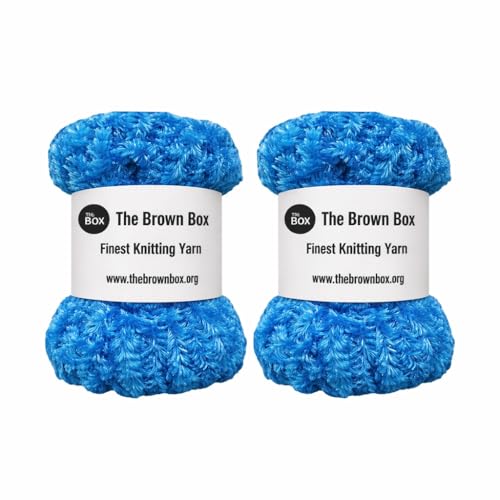 The brown box Feather Wool, Crochet Hook Yarn, Needle Knitting Yarn, for Rangoli Mat (Blue, 200 Grams) - Image 1