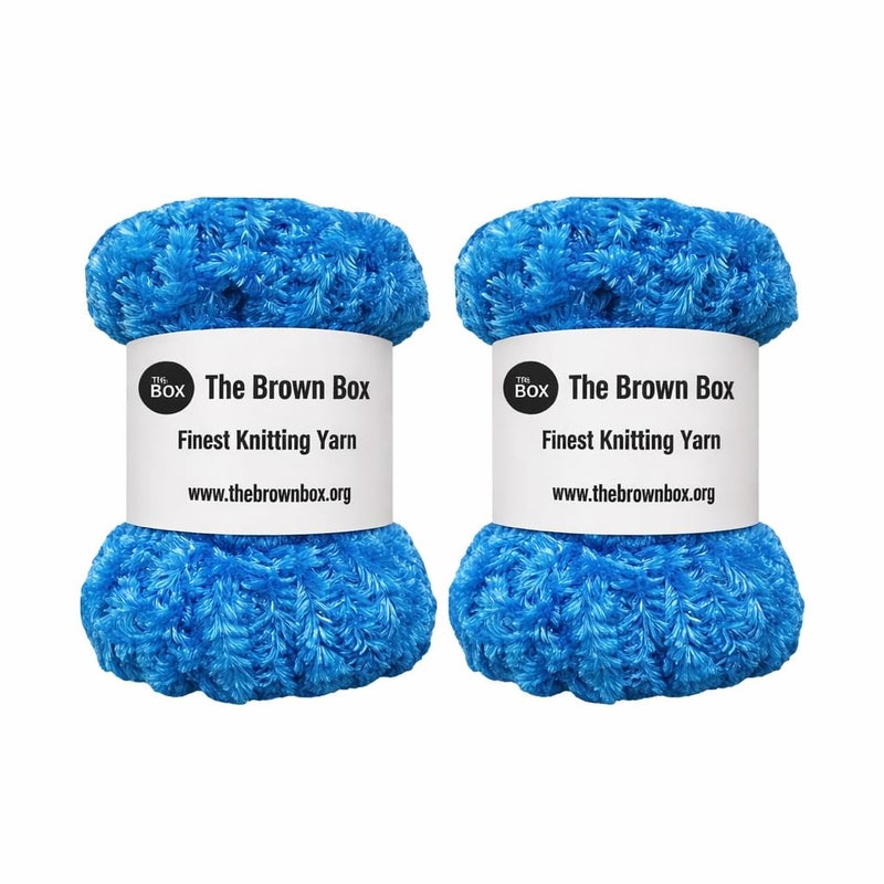 The brown box Feather Wool, Crochet Hook Yarn, Needle Knitting Yarn, for Rangoli Mat (Blue, 200 Grams) - Image 5