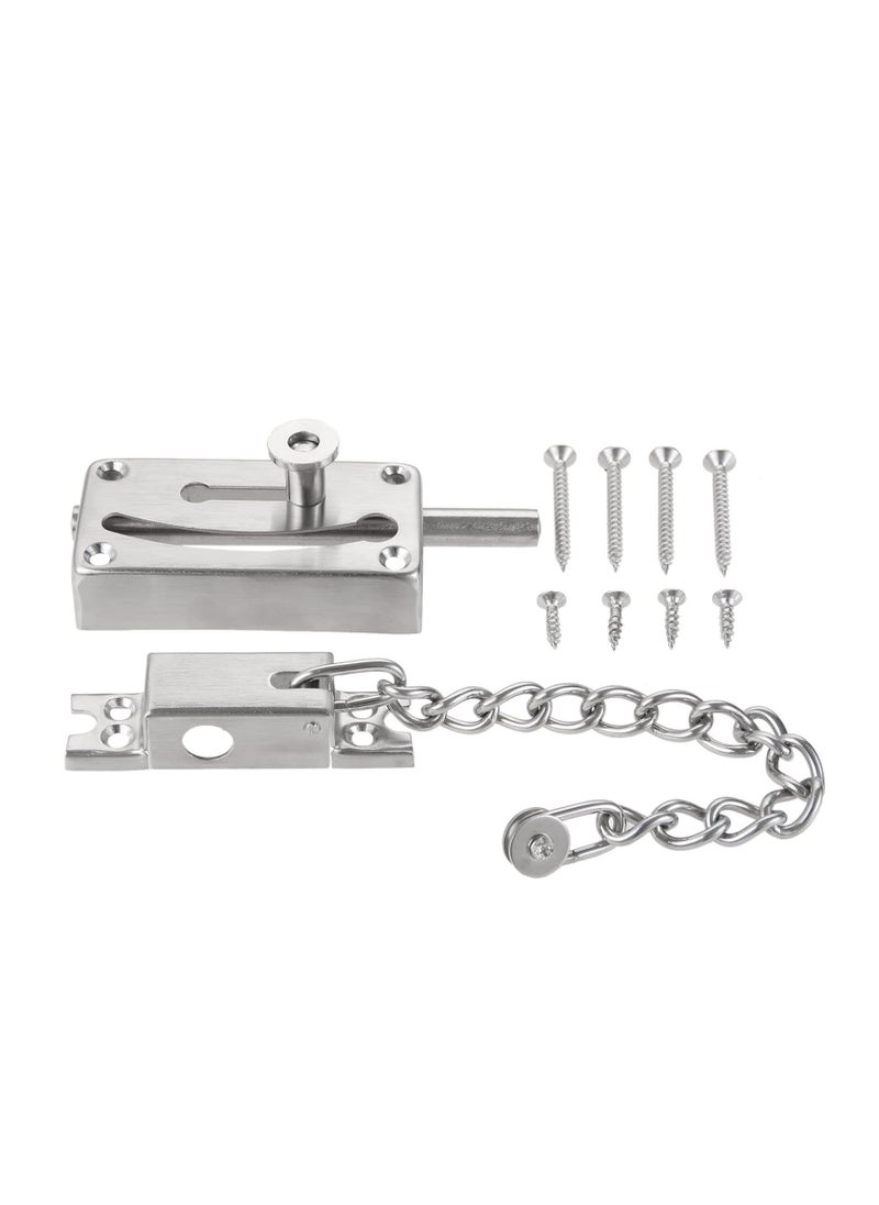 GOMETY Stainless Steel Slide Bolt Door Chain Lock Latch Door Security Chain Door Lock with Anti Theft Chain  - Image 1