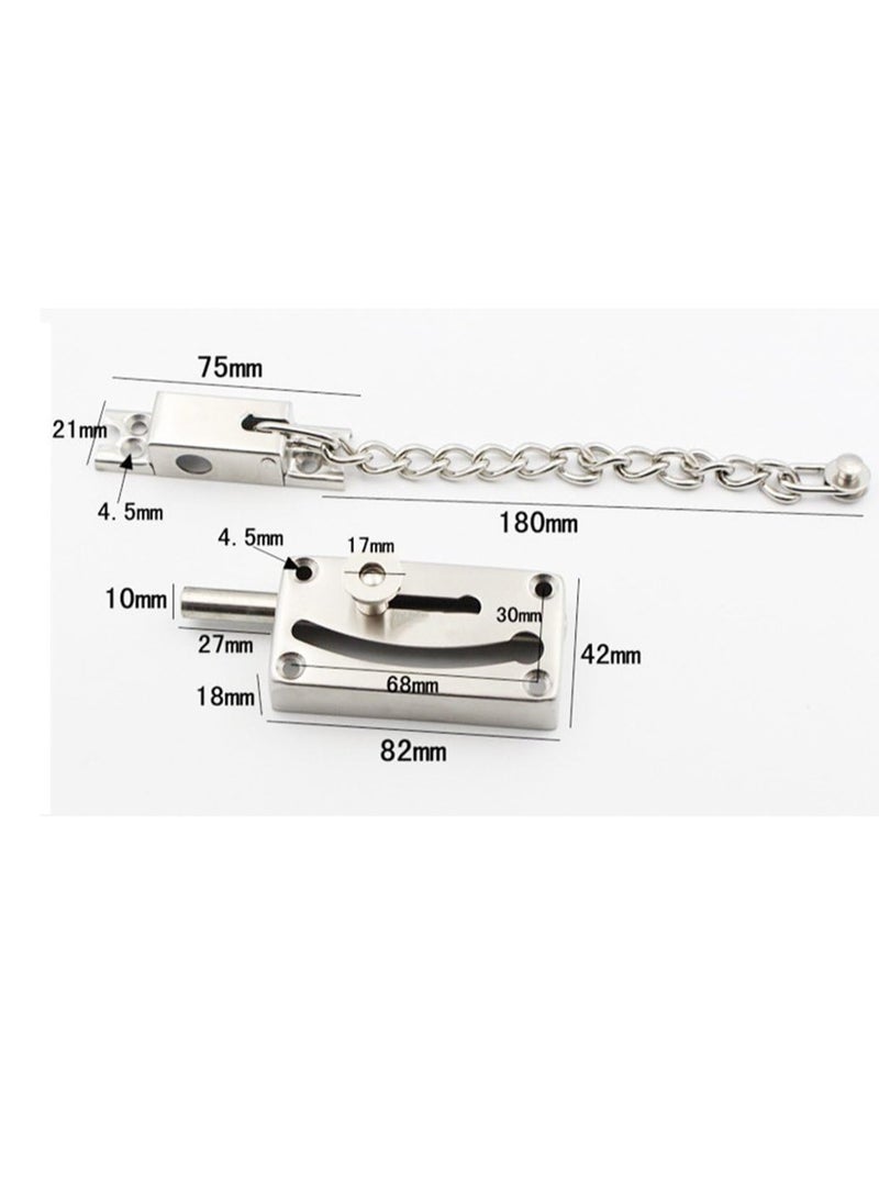 GOMETY Stainless Steel Slide Bolt Door Chain Lock Latch Door Security Chain Door Lock with Anti Theft Chain  - Image 2