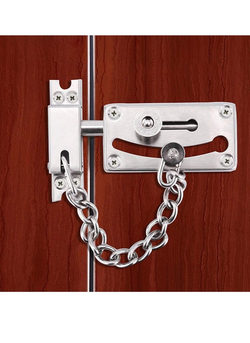 GOMETY Stainless Steel Slide Bolt Door Chain Lock Latch Door Security Chain Door Lock with Anti Theft Chain  - Image 4