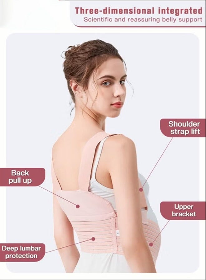 Pregnancy Belly Support Band, Breathable Maternity Support Belt Doctor-Recommended  Adjustable  with Shoulder Strap and Back Support - Image 3