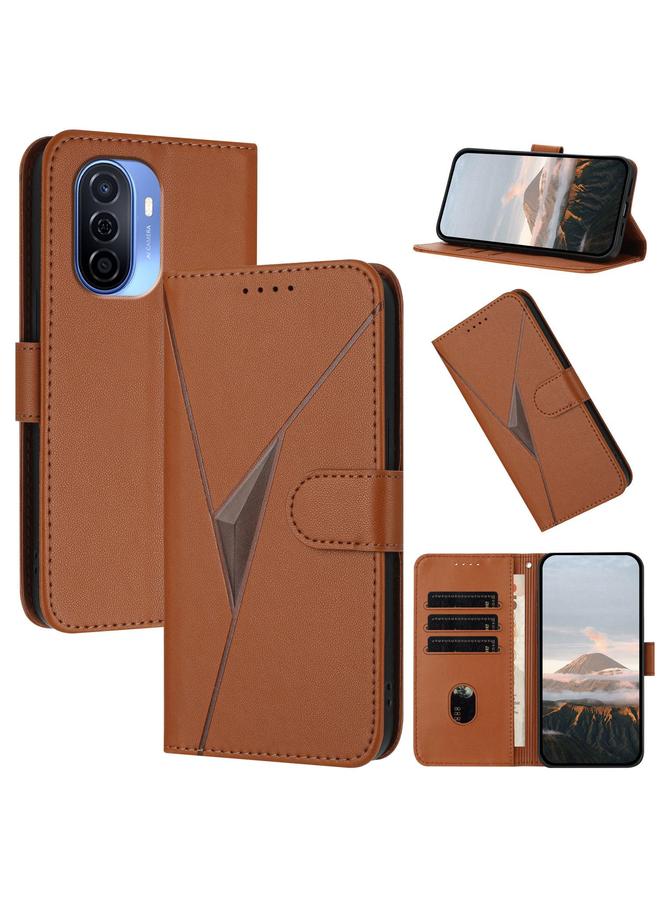 S-TOP Case For Huawei Enjoy 50 / nova Y70 Triangle Pattern Buckle Clasp Leather Phone Case - Image 1