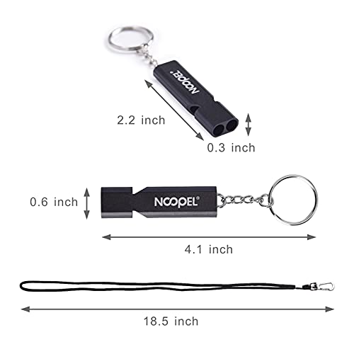 Noopel Emergency Whistles Lifeguard Safety Whistle with Lanyard and Keychain for Outdoor Camping Hiking Boating Hunting Fishing Kayak Kids Rescue Signaling Loud Survival Whistle (2 Pack Black) - Image 3