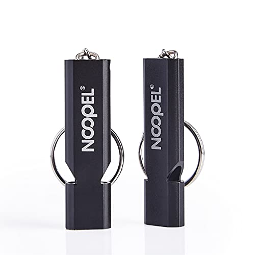 Noopel Emergency Whistles Lifeguard Safety Whistle with Lanyard and Keychain for Outdoor Camping Hiking Boating Hunting Fishing Kayak Kids Rescue Signaling Loud Survival Whistle (2 Pack Black) - Image 2