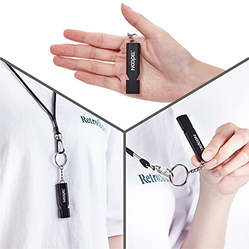 Noopel Emergency Whistles Lifeguard Safety Whistle with Lanyard and Keychain for Outdoor Camping Hiking Boating Hunting Fishing Kayak Kids Rescue Signaling Loud Survival Whistle (2 Pack Black) - Image 5