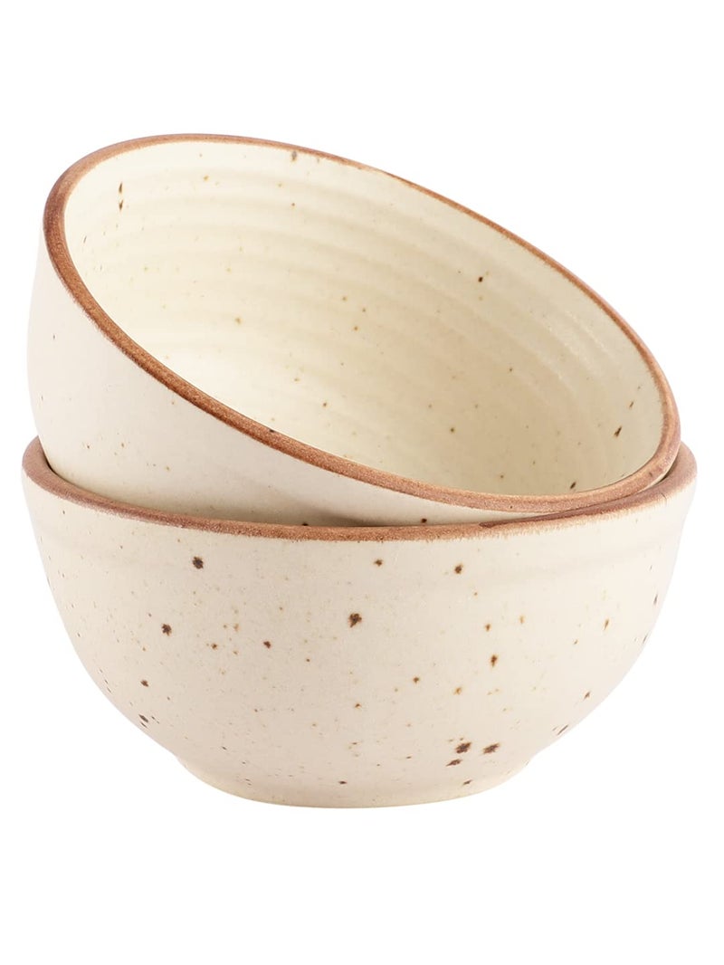 MIAH Decor Hand Glazed Handcrafted Matte Finish Ceramic Stoneware Snack Bowls/Katori/Dessert Bowls (260 ml); Microwave & Dishwasher Safe, Oven Safe – Set of 2 Off White-(MD-503) - Image 2