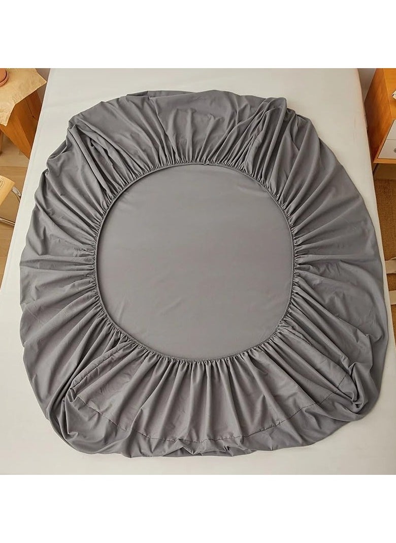 QBED Plain Fitted Sheet Set for Hotels, Homes & Touristic Villages 3 Pieces (160 * 200 * 30cm, Grey)  - Image 4