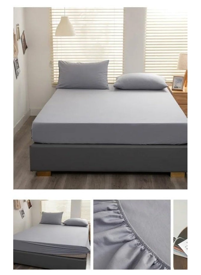 QBED Plain Fitted Sheet Set for Hotels, Homes & Touristic Villages 3 Pieces (160 * 200 * 30cm, Grey)  - Image 3