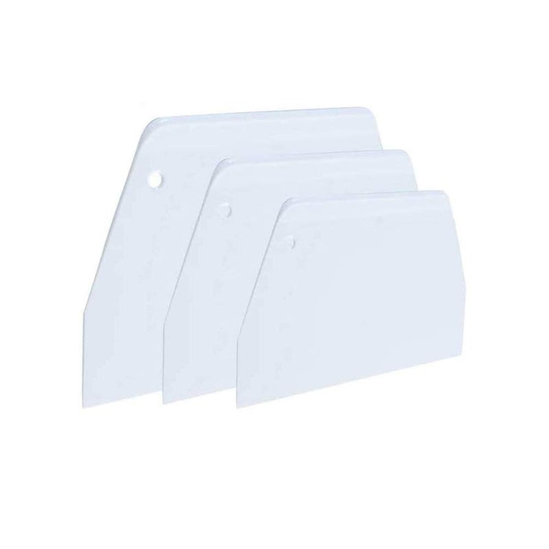 DonLeeving Luckycivia 3Piece Trapezoidal Plastic Scraper  MultiFunction Kitchen Tool for Pizza Dough Pastry Cake White - Image 1
