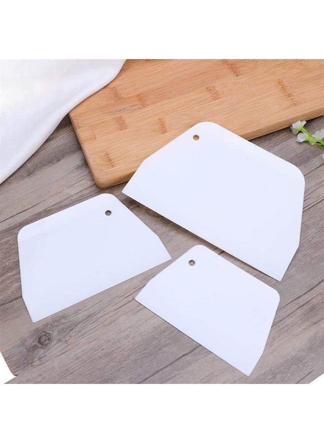 DonLeeving Luckycivia 3Piece Trapezoidal Plastic Scraper  MultiFunction Kitchen Tool for Pizza Dough Pastry Cake White - Image 3