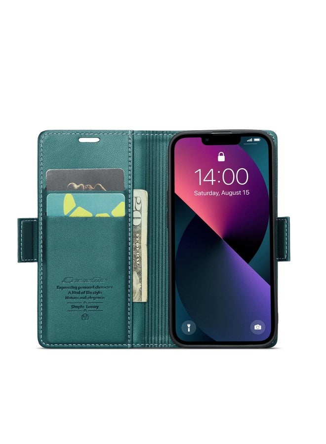 Case Cover For iPhone 13 mini CaseMe 023 Butterfly Buckle Litchi Texture RFID Anti-theft Leather Phone Case(Pearly Blue)