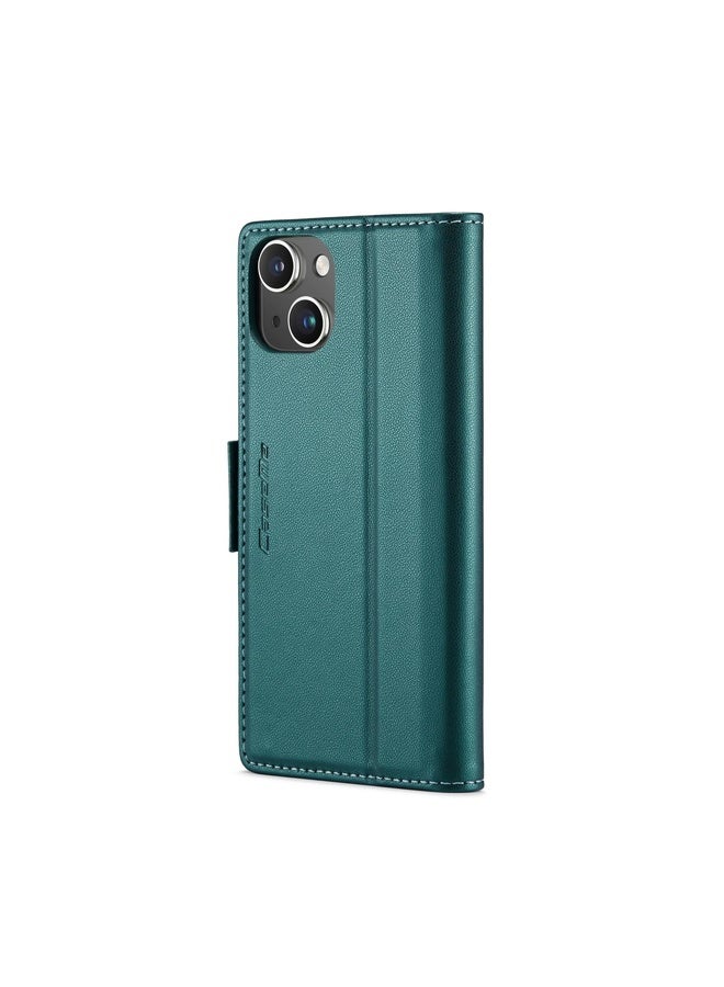 Case Cover For iPhone 13 mini CaseMe 023 Butterfly Buckle Litchi Texture RFID Anti-theft Leather Phone Case(Pearly Blue)