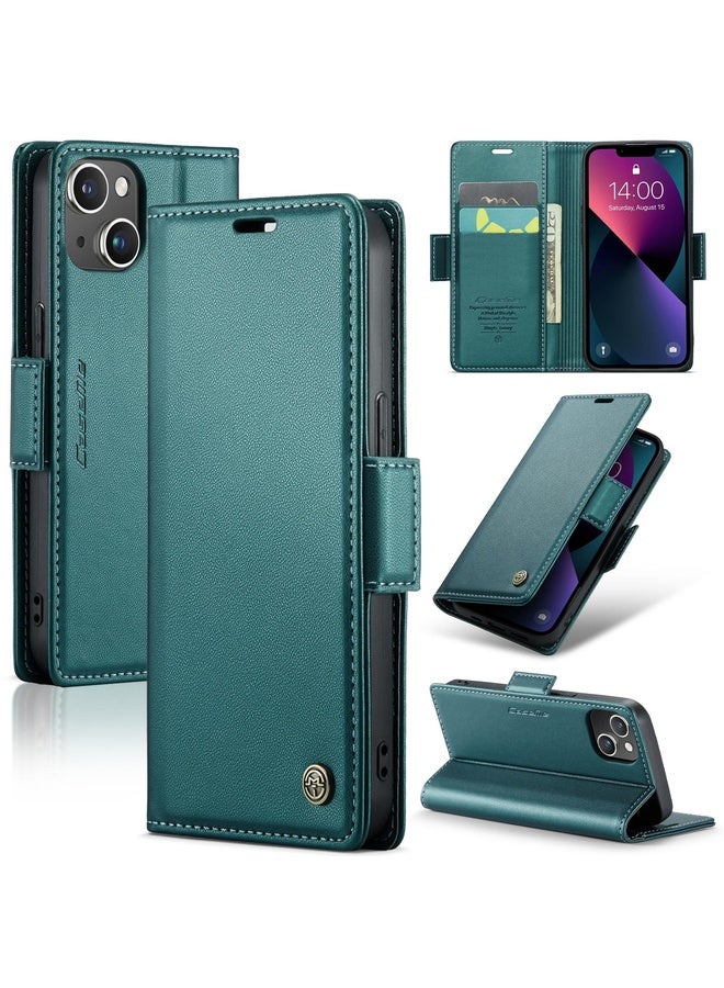 Case Cover For iPhone 13 mini CaseMe 023 Butterfly Buckle Litchi Texture RFID Anti-theft Leather Phone Case(Pearly Blue)