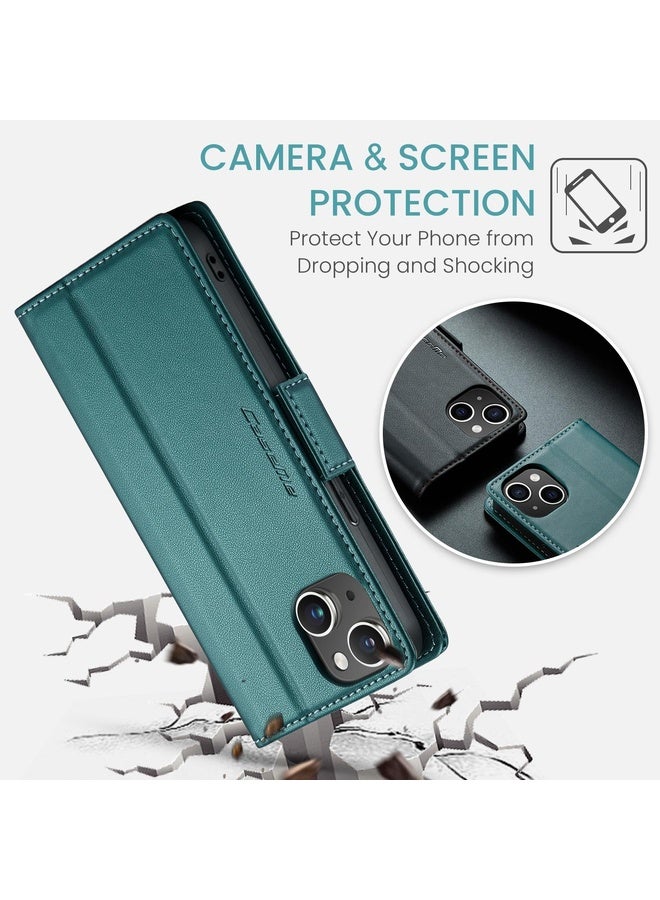 Case Cover For iPhone 13 mini CaseMe 023 Butterfly Buckle Litchi Texture RFID Anti-theft Leather Phone Case(Pearly Blue)