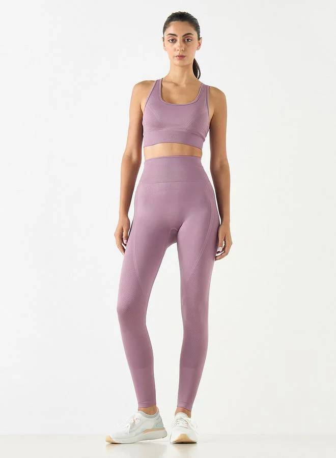 ADOT by Splash Textured Seamless Sports Bra with Cross Back Strap