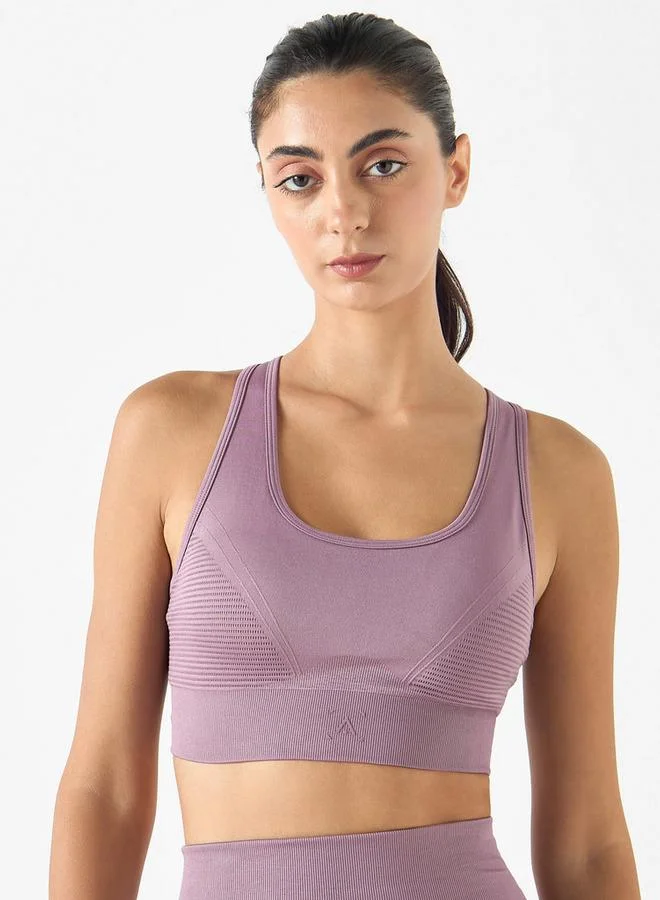 ADOT by Splash Textured Seamless Sports Bra with Cross Back Strap