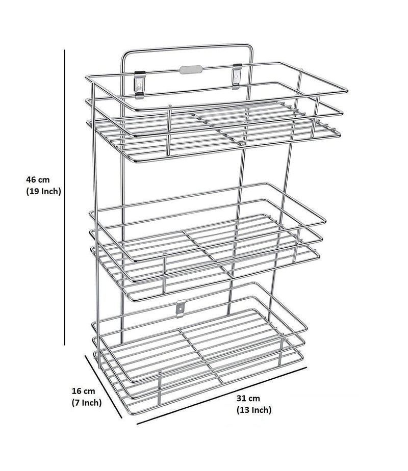 Q13® 3 Layer Wall Mount Stainless Steel Multipurpose Storage Rack/Shelf,Kitchen Rack and Shelves for Storage - 3 Tier Rack for Kitchen and Bathroom,Utensil Storage for House,Floating Shelves - Image 2