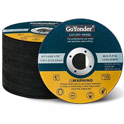 GoYonder عجلات قطع GoYonder 25 حزمة 4 1/2 للمعادن والفولاذ المقاوم للصدأ، 4.5" × 0.045 × 7/8 عجلة قطع فائقة النحافة لمطاحن الزاوية - زرقاء - Image 1