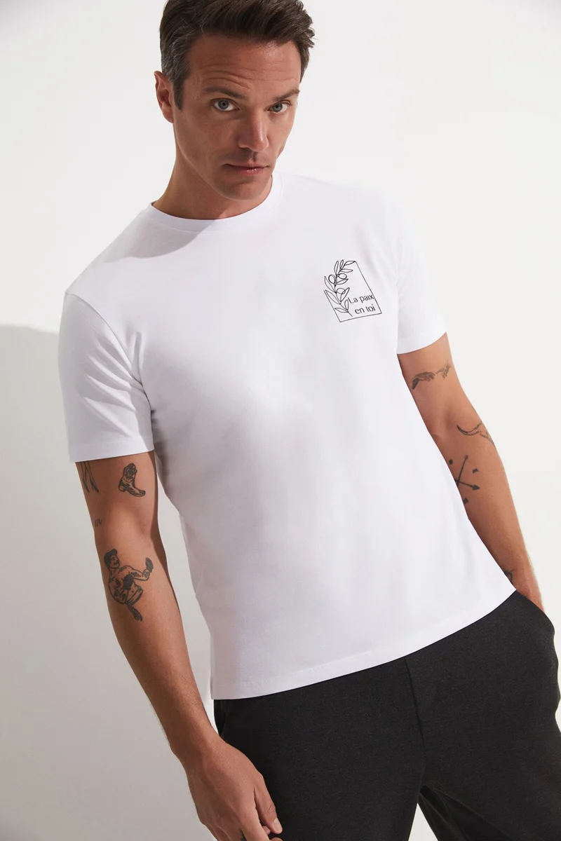جون Men's Regular Fit 100% Cotton Slogan Printed T-Shirt