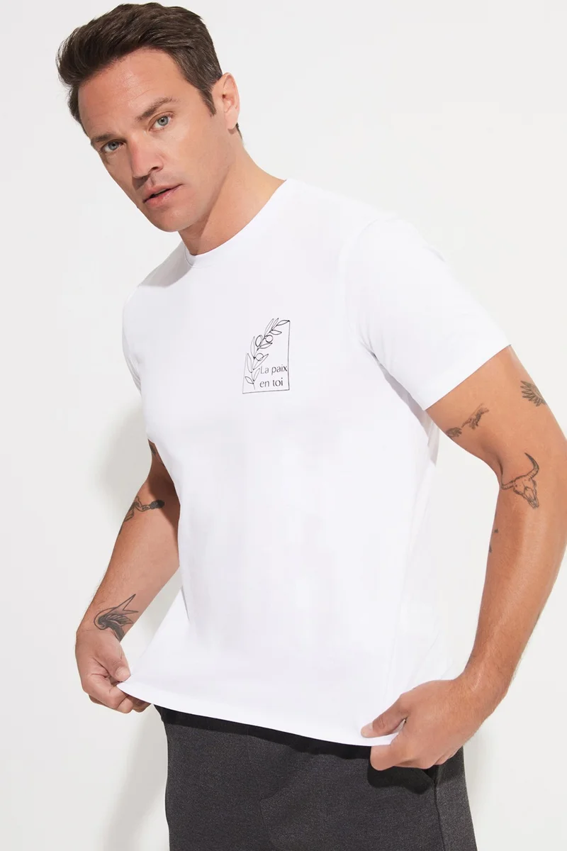 جون Men's Regular Fit 100% Cotton Slogan Printed T-Shirt