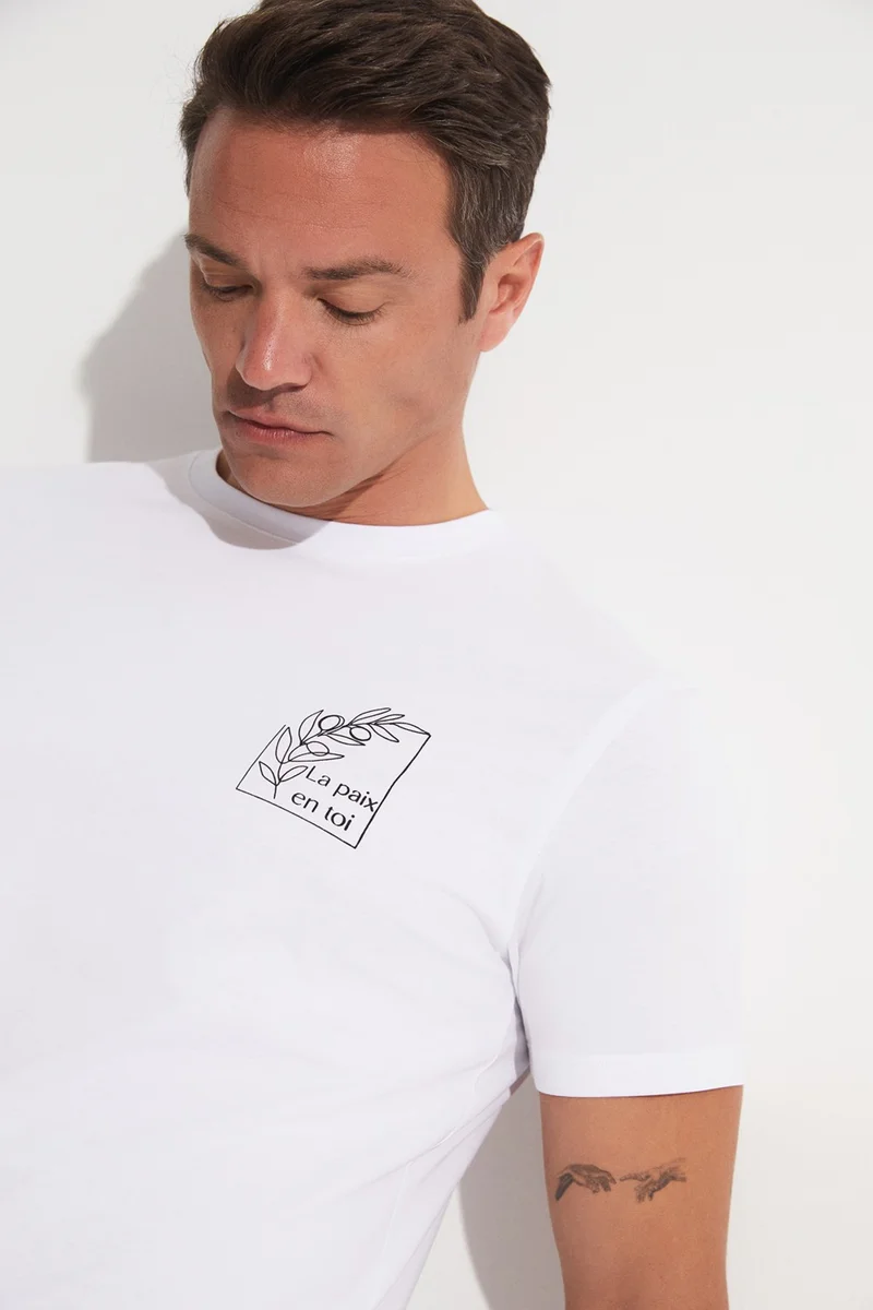 جون Men's Regular Fit 100% Cotton Slogan Printed T-Shirt