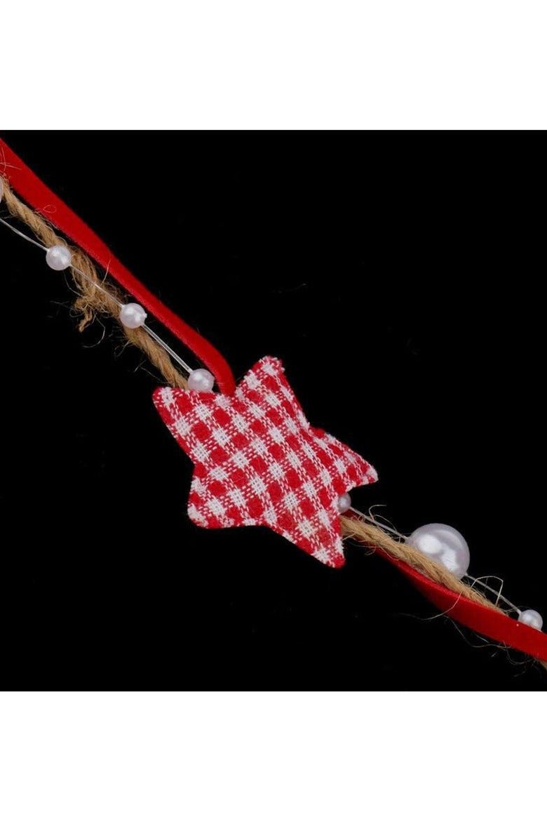 PEI  AN 30mm  Star Beaded Ribbon – Festive Gift Wrapping, DIY Tree Decor  Holiday Crafts (Red, Polyester-Plastic Blend) - Image 3