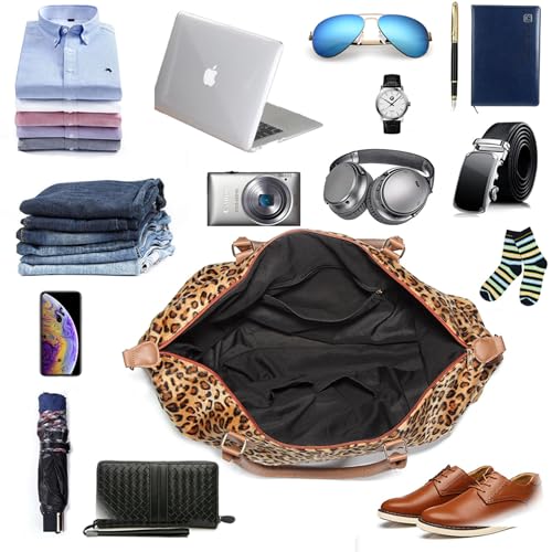 XinblueCo Leopard Weekender Bag Travel Duffle Bag For Women Large Cheetah Tote Shoulder Bag With Shoulder Strap - Image 4